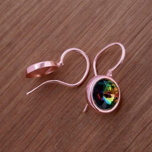 Ganchos para pendientes de plata de ley y oro rosa para Rivoli con cristales de Swarovski® de 8 mm.