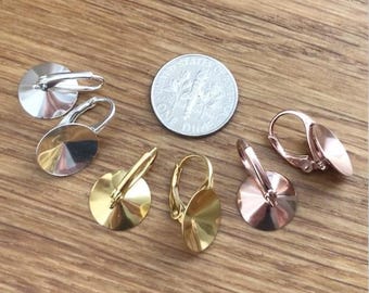 Sterling Silver Lever Back Earrings: 12mm Rivoli Swarovski Crystals