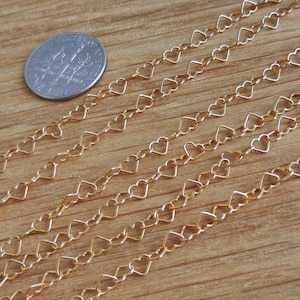 Vermeil 24k Gold Over Sterling Silver Chain Cable Chain Hearts 3mm 4.2mm Silver Findings Chains