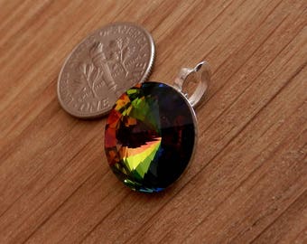 Luxe en argent Sterling pendentif bélière pour les cristaux Swarovski 1122 Rivoli 14mm