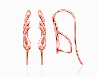 Rose Gold Sterling Silver Earring Hooks: 22mm DIY Jewelry Supplies