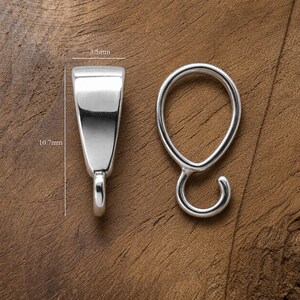Sterling Silver Pendant Bails, Open Loop Jewelry Making Findings (10.7x3.5mm)