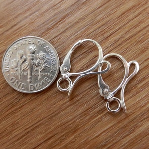 Sterling silver lever back earrings, leverback ear wire, findings jewelry