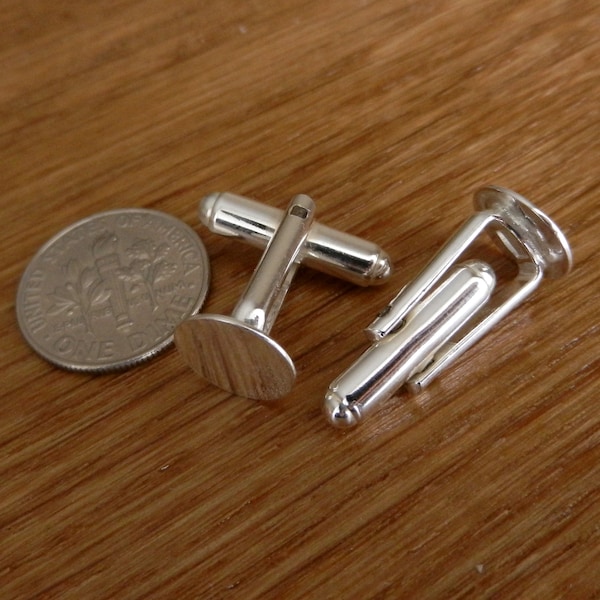 Sterling Silver Cufflink Blanks - High-Quality, Pad 10mm, DIY Cufflink Making Supplies, Perfect for Crafters and Jewelers