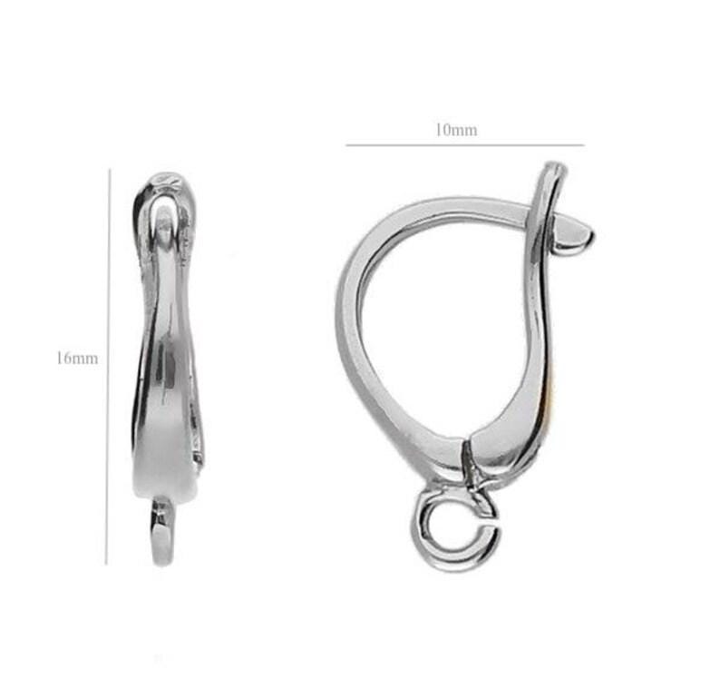 Sterling Silver Leverback Earring Findings with Open Loop 24k Gold Rose Gold Ear Wires image 2