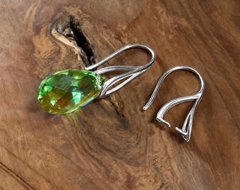 Sterling Silver Hook ear wires with Pinch Bail for Crystals or beads