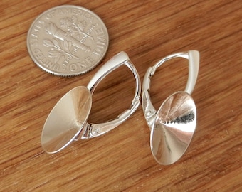 High quality Sterling Silver Lever Back earrings for Swarovski Crystals 1122 Rivoli 14mm