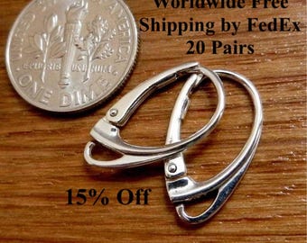 20 Pairs Sterling Silver Leverback Earring Findings Gold and Rose Gold Plated
