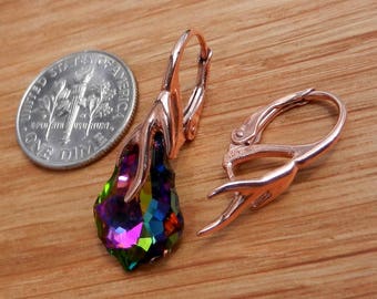 Chiusura a leva per orecchini in vermeil oro rosa e argento sterling per Swarovski