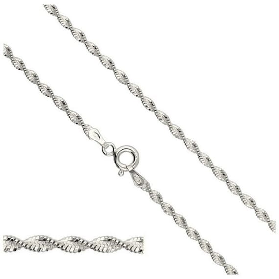 スターリングシルバー ツイストチェーンネックレス 2mm 40cm 15.74 