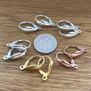 Top Quality Sterling silver, Gold, Rose Gold lever back silver earrings leverback ear wire, lever back earrings, select finish