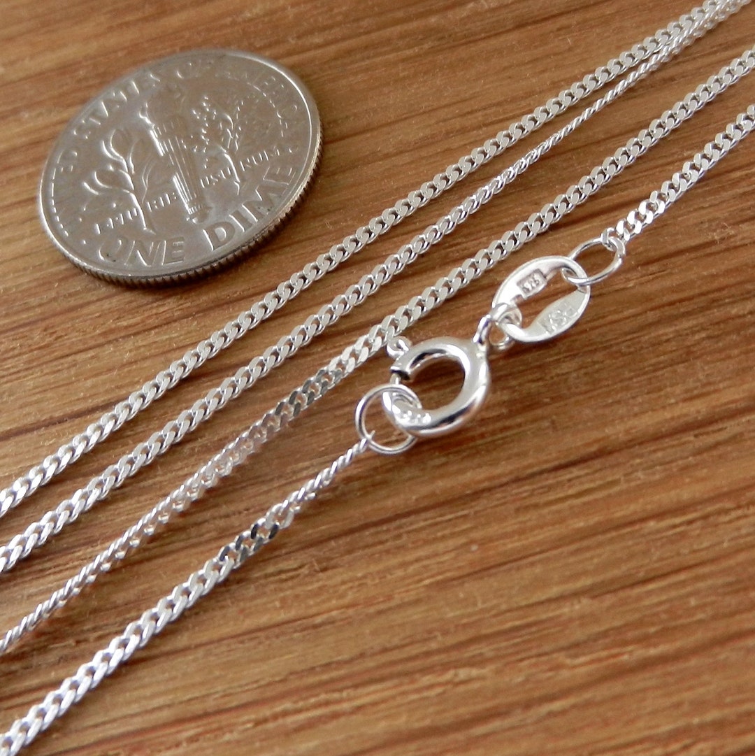 Sterling Silver Chain Curb Chain 17.5 45cm 50cm 1.2mm Etsy