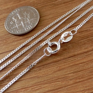 Sterling Silver Chain Curb Chain 17.5&quot; 45cm 50cm 1.2mm Clasp Spring Ring Silver Findings Chains Select Length