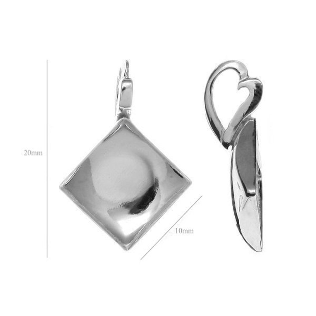 Sterling Silver Pendant Bail for Swarovski Crystal 2493 Chessboard Flat