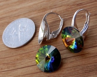 Sterling Silver Lever Back Earring Findings for Swarovski 1122 Rivoli SS47 10mm