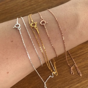 Sterling Silver Chain Necklace 925 Ankier 1.2mm Jewelry Making Findings Handmade Crafting Gold Rose Gold Spring Ring Clasp