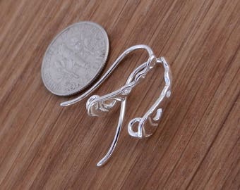Luxury Sterling Silver Hooks Earrings Ear wires Findings Dangle Dangling Hook Earrings Open Ring High Quality