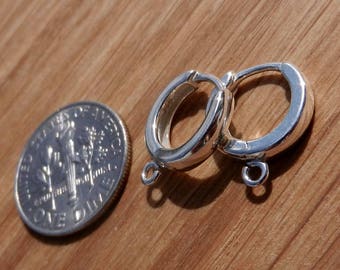 Sterling Silver 925 earring hoops, ear hoops wire, hinged earrings with open ring, supplies findings, HIGH QUALITY