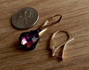 Orecchini a monachella in argento sterling con chiusura a leva in oro vermeil 24k, 17,5 mm