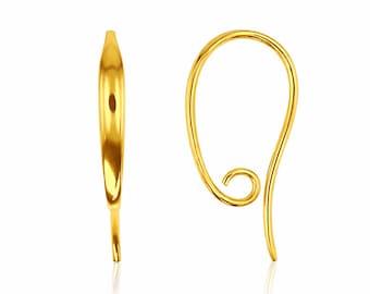 24k Gold Vermeil Sterling Silver Hooks Earrings with Open Ring