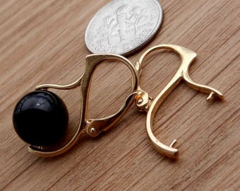 Orecchini a monachella in argento sterling con chiusura a leva in oro vermeil 24k, coppia da 28 mm