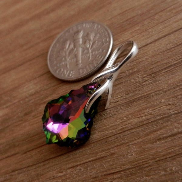 High quality Sterling Silver Pinch Bail for Pendant Simple Beauty Floral for Swarovski Crystal or Other Beads