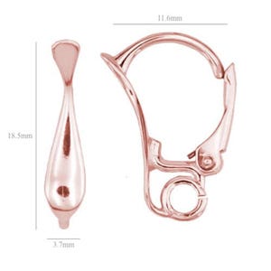 Luxury, Rose Gold, Sterling silver lever back silver earrings leverback ear wire lever back earrings lever back earrings findings jewelry
