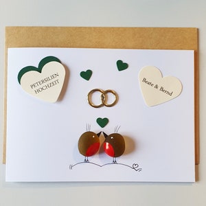 Geschenkkarte Petersilienhochzeit mit kleinen Vögelchen, 12,5 Jahrestag, Meerglas, Klappkarte,Wunschnamen, Kieselsteinkunst, Grußkarte Liebe
