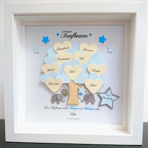 Taufbaum,Taufgeschenk Junge ,Geschenk zur Taufe,Lebensbaum,individuelles Geschenk,personalisierte Wünsche,Bilderrahmen mit Daten
