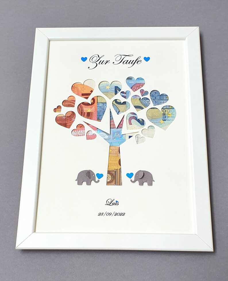 Personalisiertes Taufgeschenk Für Jungen - Holzgeschenk 15,5x14,5 Cm Mit Namensgravur