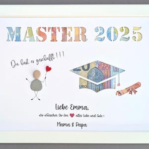 Master Geldgeschenk, Geschenk zum Master, individuelles Geschenk zum Masterabschluss, Mann Frau, Steinbild