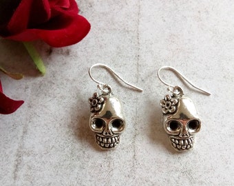 Cinco De Mayo Earrings Multi Colored Skull Earrings Day Of The Dead Earrings Fiesta Earrings Flower Skull Earrings Skull Jewelry Sugar Skull Earrings