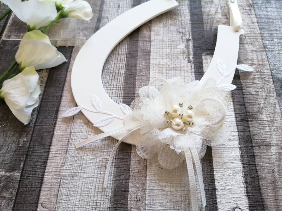 Weiß und Elfenbein Hochzeit Glück Hufeisen personalisierte Hufeisen