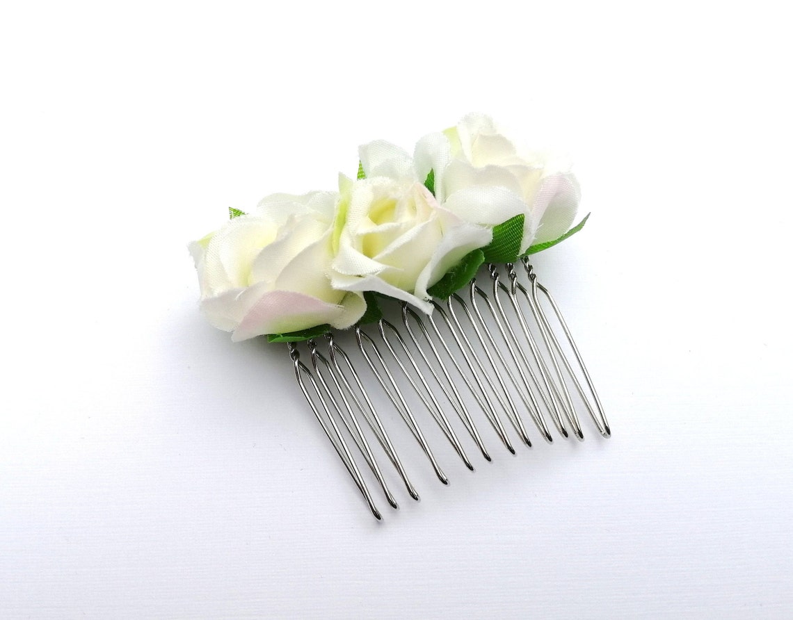 Ivory rose hair comb Rose bridal hair comb silk rose hair comb Etsy
