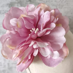 Large pink silk peony flower statement hair accessory pink wedding hair fascinator