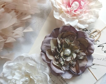 Peony Flower with Pearl Centre Hair Clip