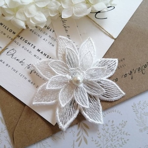 Ivory Embroidered Lace Lotus Flower Hair Clip