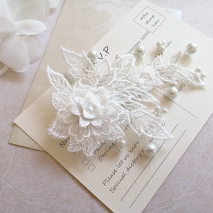 Ivory lace and pearls bridal hair accessory