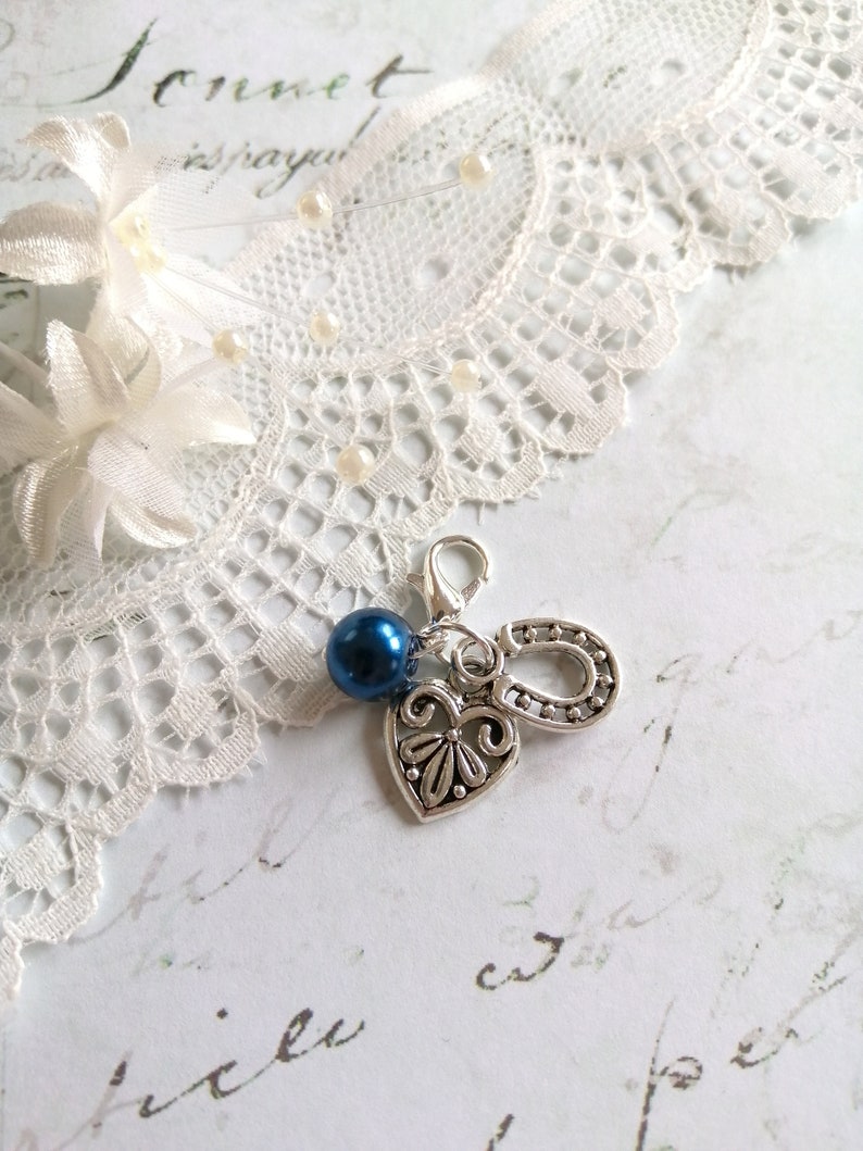 Something blue bouquet charm garter charm purse charm lucky keepsake gift for bride