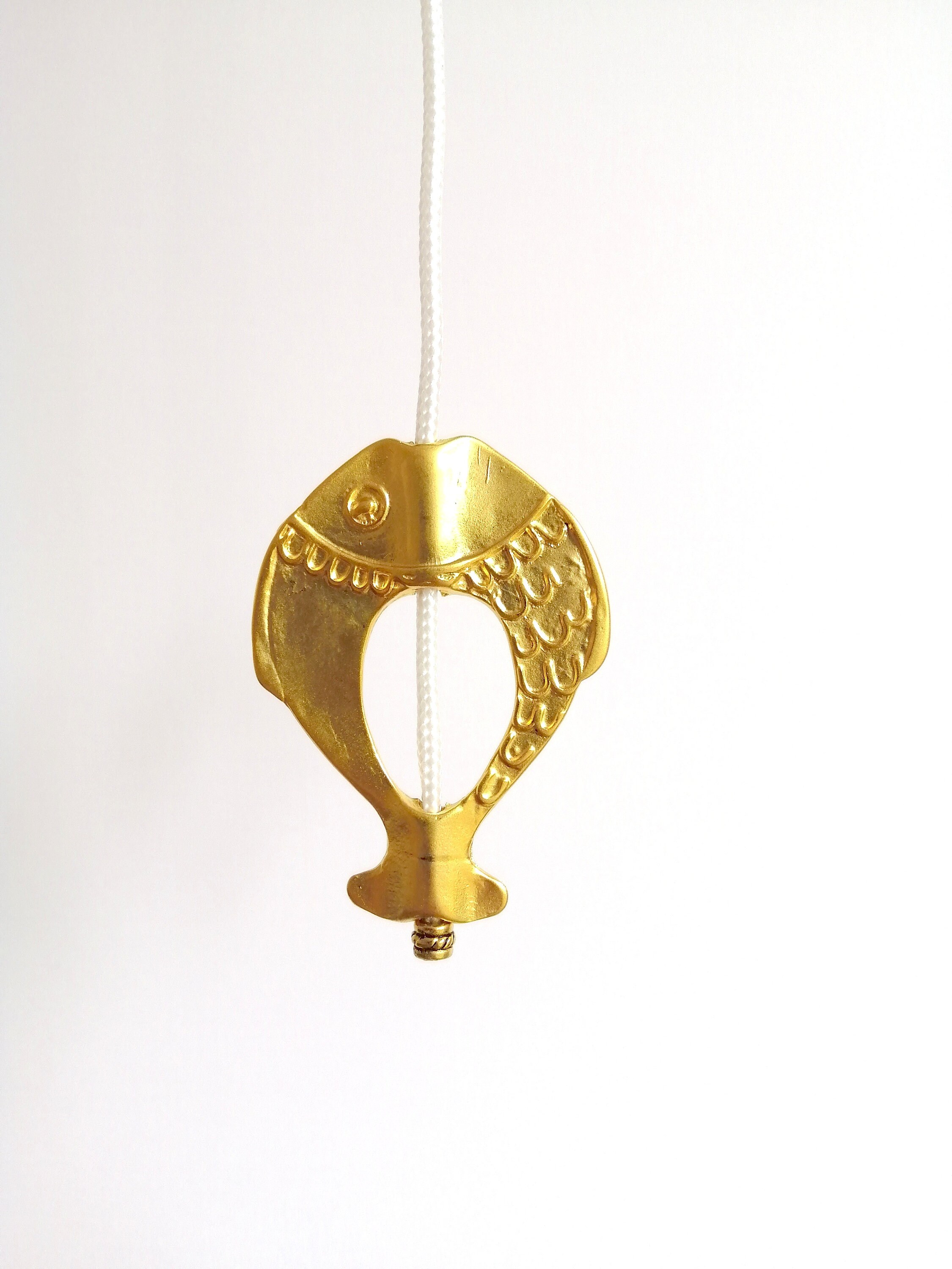 Light pull bathroom light pull cord with beads Fish gold light Etsy