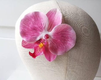 Pink orchid hair flower pink orchid hair clip beach wedding hair flower