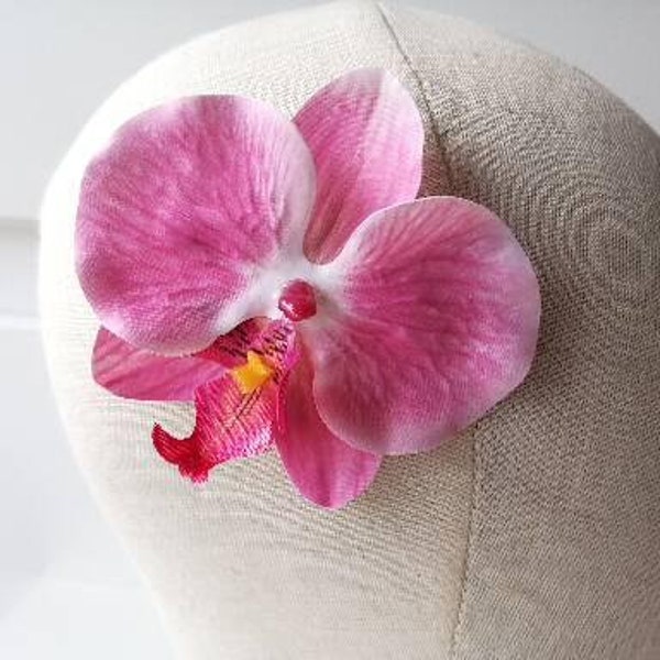 Pink orchid hair flower pink orchid hair clip beach wedding hair flower