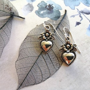 Sacred heart silver earrings