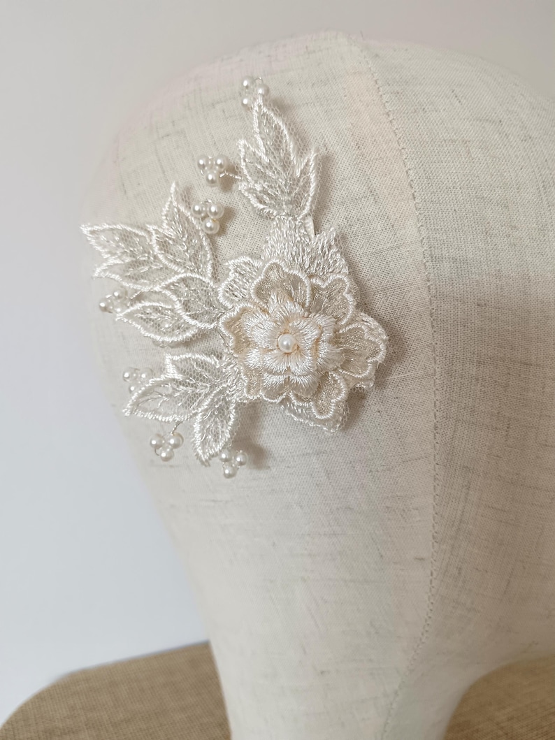 Ivory Embroidered Lace Bridal Hair Accessory - Etsy