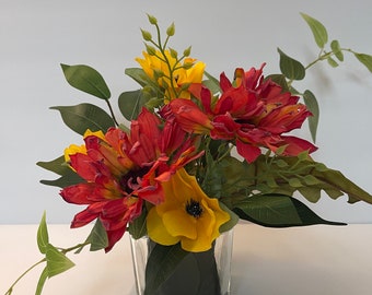Sunflower floral arrangement centerpiece spring gift, artificial flower decor