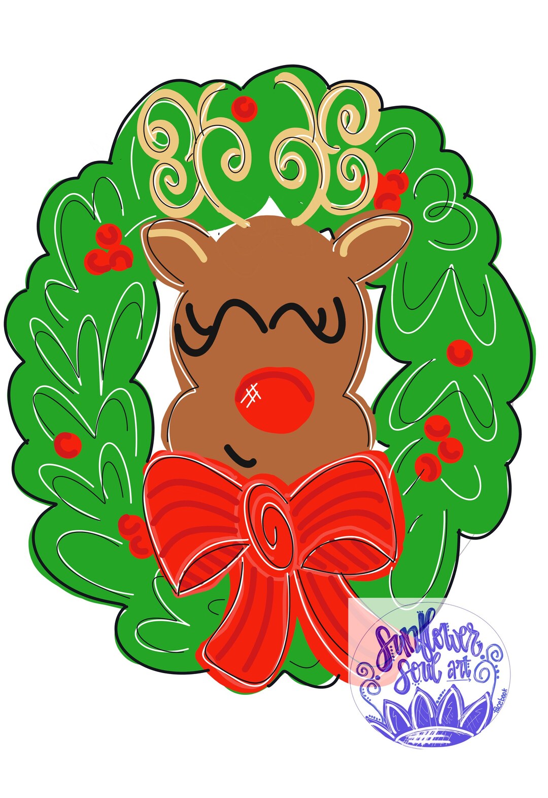Reindeer Door Hanger SVG | Christmas Door Sign Template | Seasonal Door ...