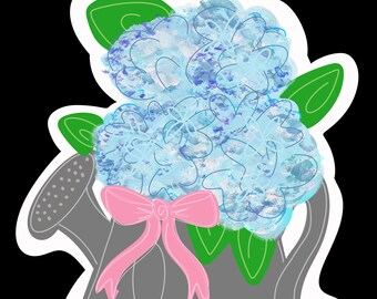 Archivo SVG para colgar en la puerta con diseño de hortensia y regadera / Plantilla digital para decoración de puertas de primavera / Letrero digital de verano para puerta de estilo rústico