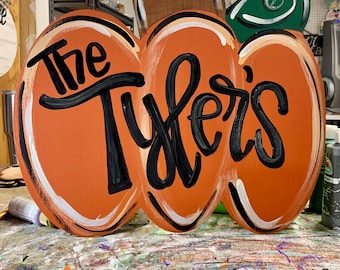 Personalized Pumpkin Door Hanger | Fall Door Sign | Personalized Door Decor