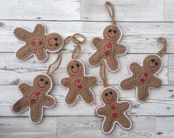 READY TO POST Crocheted gingerbread people Christmas decorations