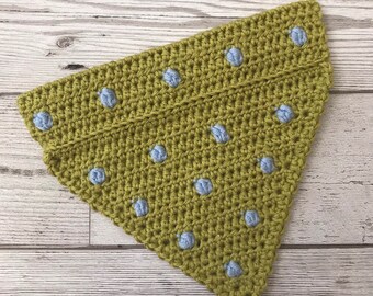 Crocheted polka dot dog bandana, bib, fun neckwear, novelty neckerchief, canine accessories